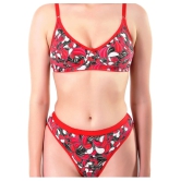 TCG Red Cotton Bra & Panty Set - 32