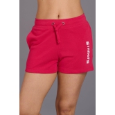 Sinner Printed Red Cotton Shorts for Women