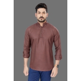 Chocolate Brown Short Cotton Kurta-XL - 42 / Brown