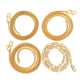 AanyaCentric Combo of 4 Gold Plated 28inches Long Fashion Chain - None