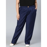 Oxolloxo Women Navy Blue High-Rise Trousers