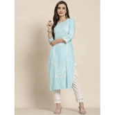 Juniper - Blue Rayon Womens Straight Kurti ( Pack of 1 ) - None