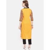 Alena - Yellow Cotton Womens Straight Kurti - L