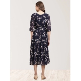 Fabflee Navy Chiffon Gown - - None