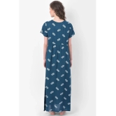 Clovia Cotton Nighty & Night Gowns - Turquoise Single - L