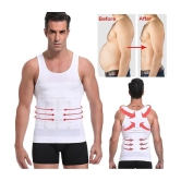 Size XXL Weight Loss Slimming Shirt Waist Belt Body Shaper - White