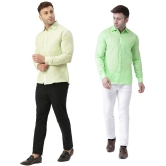 KLOSET By RIAG 100% Cotton Regular Fit Solids Full Sleeves Men's Casual Shirt - Fluorescent Green ( Pack of 2 ) - None