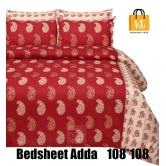 Bedsheet Adda-Super Mega King Size  King Size(108*108 in)-Pure Cotton Sanganeri Printed Jaipuri  Double Bedsheet With 2 Matching Pillow Covers-RJ-14-03-(108*108)-HT8301