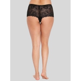 ILRASO - Black Lace Self Design Womens Boy Shorts ( Pack of 1 ) - None