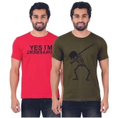 ferocious - Red Cotton Regular Fit Men's T-Shirt ( Pack of 2 ) - None