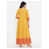 Kbz Yellow Cotton Anarkali Kurti - M