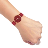 Loretta MT-384 Red Leather Belt Slim Dial Women & Girls Watch