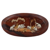 Rosewood Oval Elephant Panel