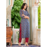 Vbuyz Cotton Printed Straight Womens Kurti - Blue ( Pack of 1 ) - None