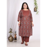 Swasti Cotton Printed Kurti With Palazzo Womens Stitched Salwar Suit - Maroon ( Pack of 1 ) - None