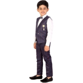 DKGF Fashion - Navy Blue Cotton Blend Boys Shirt & Pants ( Pack of 1 ) - None