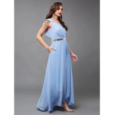 Miss Chase Georgette Solid Full Length Womens Gown - Blue ( Pack of 1 ) - None