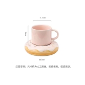 K-Inspired Macaroon Coffee Mug with Doughnut Saucer-Light Pink