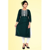 haya fashion - Green Rayon Women's Straight Kurti ( Pack of 1 ) - None