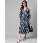 Janasya - Navy Blue Cotton Womens A-line Dress ( Pack of 1 ) - None