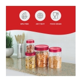 Milton Vitro Plastic Pet Storage Jar and Container, Set of 12 (4 pcs x 270 ml Each, 4 pcs x 665 ml Each, 4 pcs x 1.24 ltrs Each), Red Wine - Red