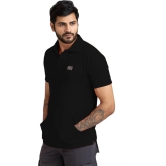 Men Solid Polo Neck Polyester Black T-Shirt