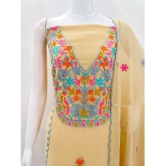 A TO Z CART Unstitched Georgette Embroidered Dress Material - Yellow ( Pack of 1 ) - Yellow