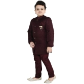 Arshia Fashions Maroon Jacquard Boys Sherwani ( Pack of 1 ) - None