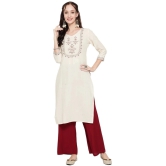 Antaran Cotton Blend Embroidered Straight Womens Kurti - White ( Pack of 1 ) - None