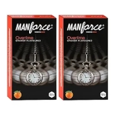 MANFORCE Overtime Orange 3in1 (Ribbed Contour Dotted) Condoms - 10s (Pack of 2) Condom (Set of 2 20 Sheets)