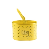 Polka Dot Cutlery Holder - Yellow