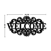 Asmi Collection Beautiful 3D Black MDF Wood Welcome Wall Sticker ( 16 x 30 cms )