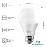 UBX 9-watt Diffused LED Glass Light Bulb | Bulb Base: E27,  Full Glow Frosted Diffused LED Bulb for Home Decoration | Warm White, Pack of 2