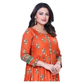 HAYA - Rust Rayon Womens Anarkali Kurti - S