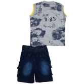 Zadmus Boys Cotton T - Shirt & Denim Shorts Dress (Yellow, 2 - 3 Years) - 2-3 Years