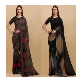 LEELAVATI - Black Georgette Saree With Blouse Piece ( Pack of 2 ) - Black