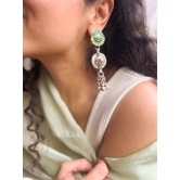 Daiwika dual tone silver earring with kundan