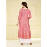 Rangita Women Rayon Coral Embellished Calf Length Anarkali Kurti - None