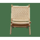 Orchid Homez Hand Woven Lounge Chair Folding Solid Wood Outdoor Chair (Natural) (Off- White)