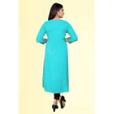 haya fashion - Light Blue Rayon Women's Straight Kurti ( Pack of 1 ) - None