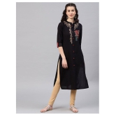 Alena - Black Cotton Women''s Straight Kurti - XL