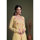 Yellow Mirror Embroidered Georgette Party Wear Palazzo