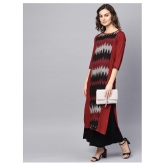 KSUT Red Viscose Straight Kurti - L