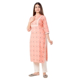 miravan Peach Cotton Blend Straight Kurti - 3XL