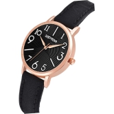 Septem Black Leather Analog Mens Watch