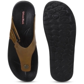 UrbanMark Men Two-Tone Upper With Side Velcro Strap Thong Flip-Flop - Brown - None