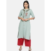 Alena - Blue Cotton Womens Front Slit Kurti - XL