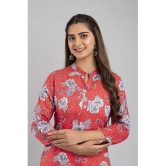 MAUKA - Red Rayon Womens Straight Kurti ( Pack of 1 ) - None