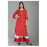 Lee Moda Rayon Kurti With Sharara And Gharara - Stitched Suit - S