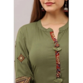 Preksha - Olive Rayon Womens Front Slit Kurti ( Pack of 1 ) - None